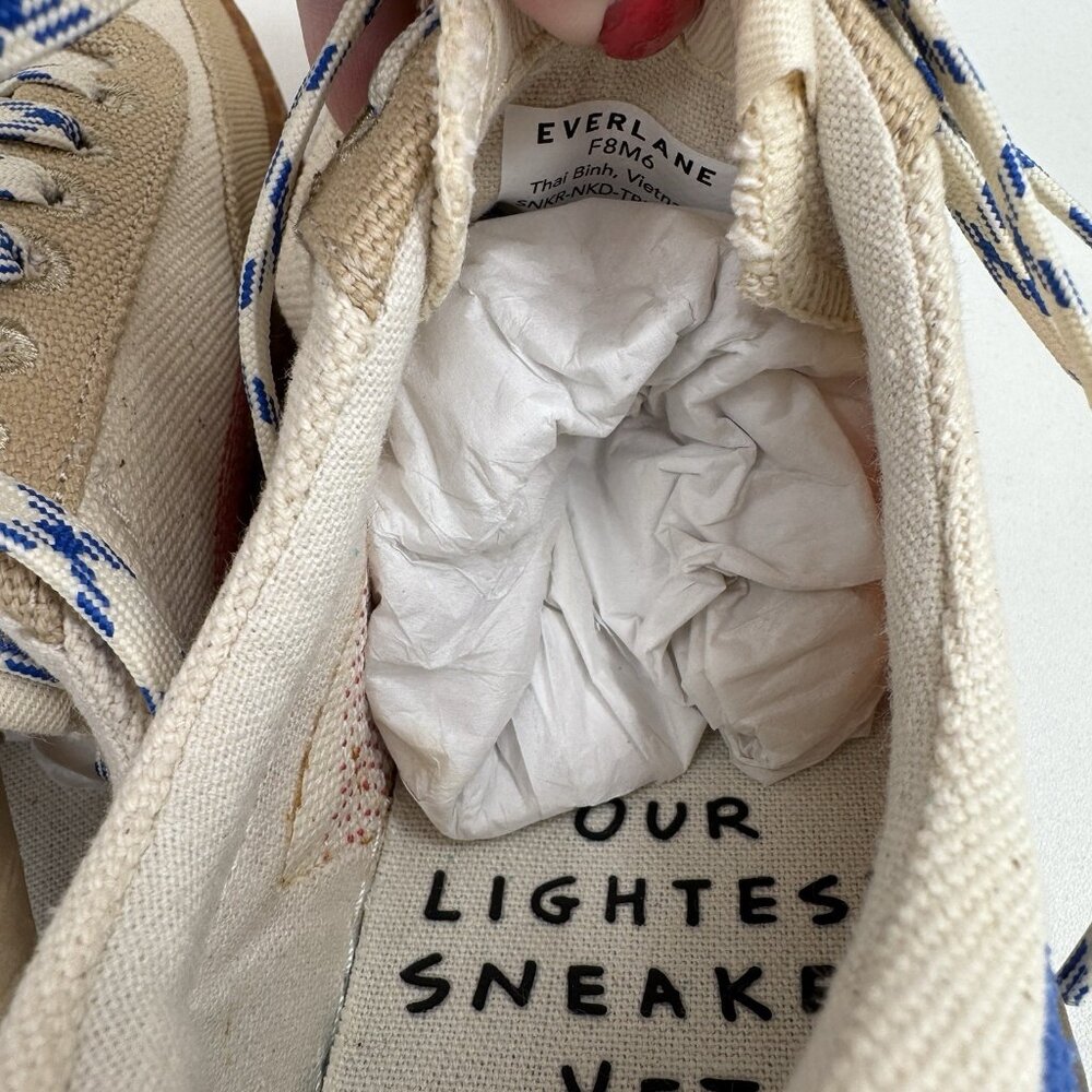 Everlane Tread Bare Sneaker size 8 Women's in Canvas/Red/Blue Lace-up Shoes - Picture 9 of 11